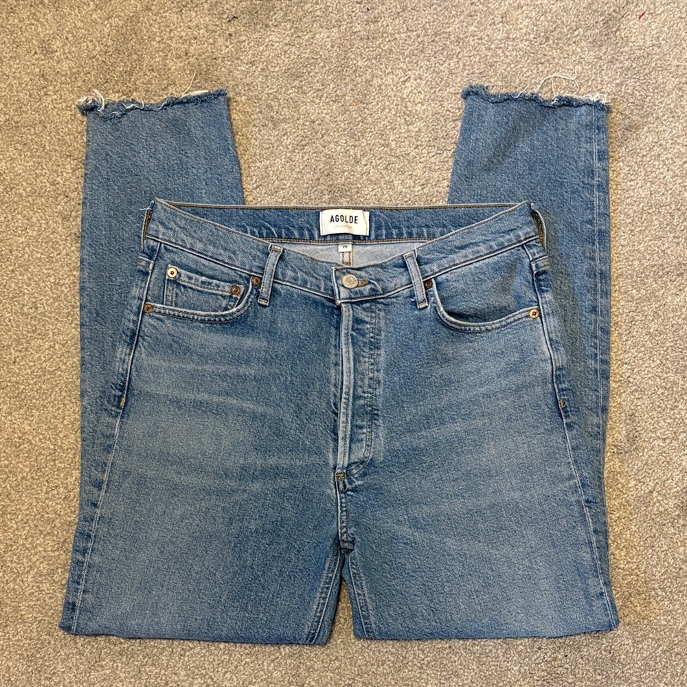 Agolde Light Wash High Rise Straight Leg Jeans